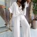Women's Clothing V neck bat sleeve top casual pants set_desvips.com