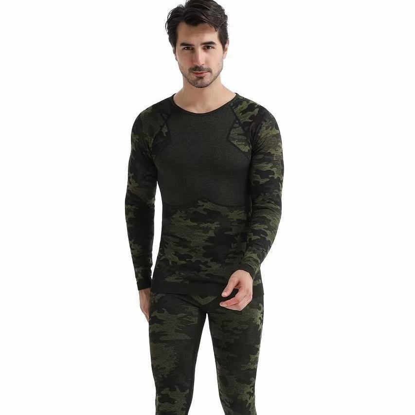 Outdoor Sports Compression Thermal Set Fitness Yoga Climbing Skiing Moisture Wicking Seamless Camouflage Underwear_desvips.com