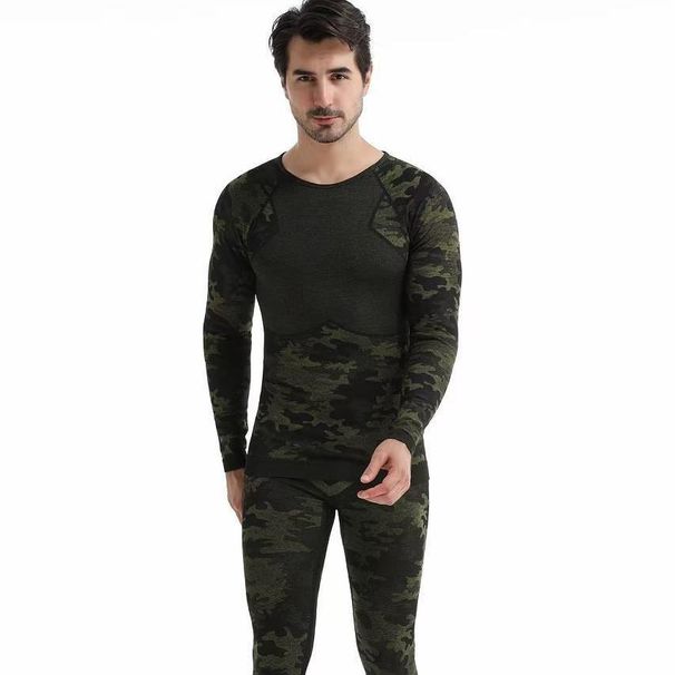Outdoor Sports Compression Thermal Set Fitness Yoga Climbing Skiing Moisture Wicking Seamless Camouflage Underwear_desvips.com