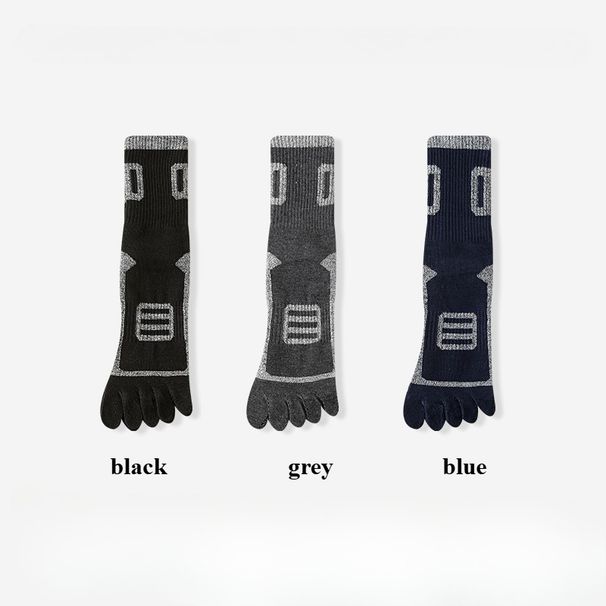 3 Pairs Fleece Toe Men Autumn Winter Warm Five Finger Man High Quality Cotton Sports Crew Socks Running_desvips.com