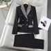 Women's Clothing houndstooth small suit jacket Women's Mid-length slim temperament suit jacket professional suit_desvips.com