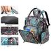 Extra Large Knitting Backpack Waterproof Yarn Organizer With Cashew Flower Print Multi Pocket Crochet Tool Bag For Travel Craft Storage_desvips.com