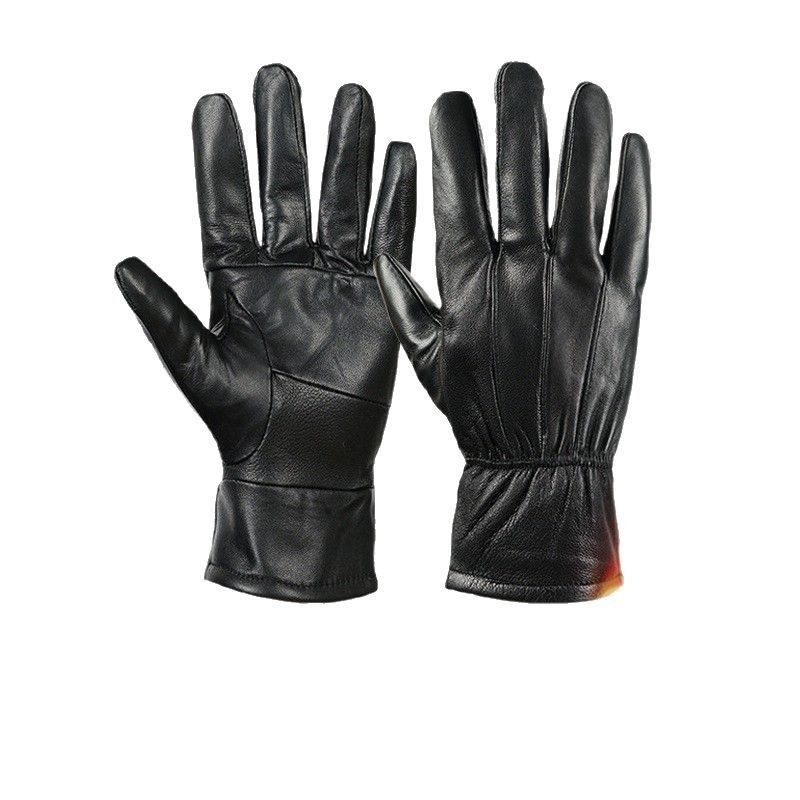 New Men's Sheepskin Winter Outdoor Women's Cycling Black Genuine Leather Gloves Factory_desvips.com