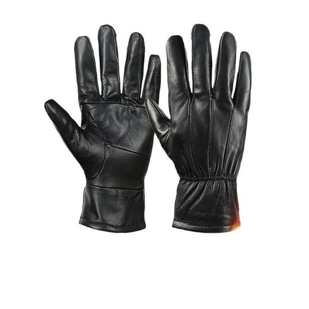 New Men's Sheepskin Winter Outdoor Women's Cycling Black Genuine Leather Gloves Factory_desvips.com