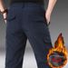 001 Cross-Border New Outdoor Tactical Men Winter Multi-Pocket Fleece-Lined Casual Straight Cargo Quick-Dry Pants_desvips.com