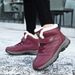 Witer Wome's High-top Warm Cotto With Fleece Waterproof Middle-aged Elderly Walkig Shoes Dad's Outdoor Sow Boots_desvips.com