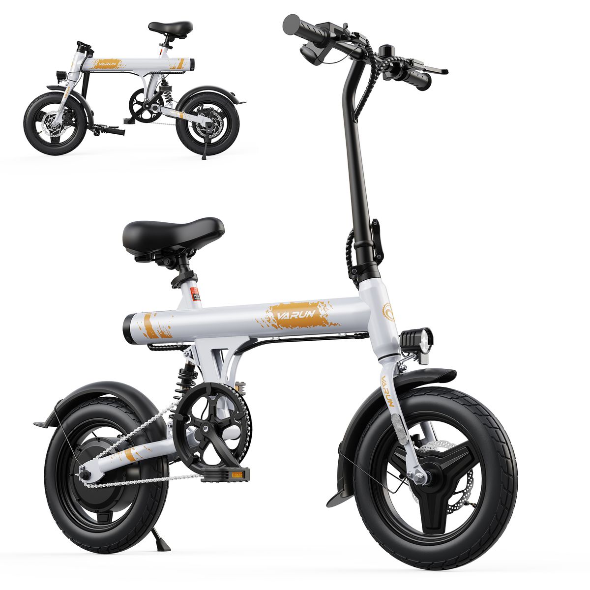 VARUN C14-1 Mini Commuter City Ebike With Rear Shock Suspension, 250W, 36V 7.8Ah Battery_desvips.com