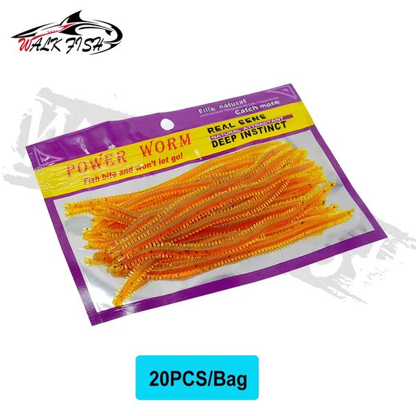 WALK FISH 20Pcs 13.5cm Earthworm Artificial Sea Worms Fake Soft Fish Sea Crank Hook Fishing Like Sandworm Sea Bass Fresh Water_desvips.com