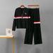 2025 Autumn Winter Long Sleeve T-Shirt Two-Piece Set Plus Size Knitted Casual Button Suit Wide-Leg Pants For Women_desvips.com