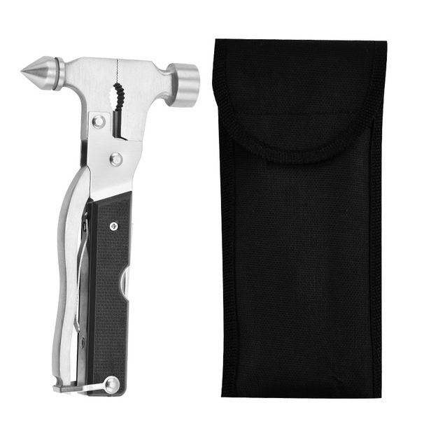 Stainless Steel Multi-Functional Rescue Hammer Car Window Breaker Camping Outdoor Combination Tool Pliers_desvips.com