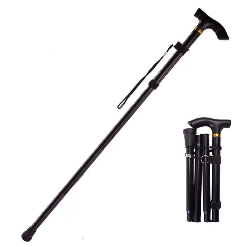 Outdoor Walking Stick Ultra-light Telescopic Folding Skiing Anti-skid Crutch Multi-functional Climbing Hiking Equipment_desvips.com