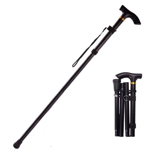 Outdoor Walking Stick Ultra-light Telescopic Folding Skiing Anti-skid Crutch Multi-functional Climbing Hiking Equipment_desvips.com