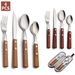 Outdoor Tableware Stainless Steel Knife And Fork Spoon Set Portable Outdoor Steak Wooden Handle Western Dining Tableware Set_desvips.com