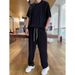 men's clothing wide leg sports pants high waist loose drawstring jogging pants with kets sweatpants_desvips.com