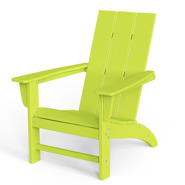 Modern Adirondack Chair With Cup Holder, HDPE Plastic Patio Chairs_desvips.com