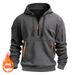 2025 Cross Border Autumn And Winter Men's Casual Multi Zipper Arm Pocket Sweater Pullover Large Size Plus Velvet Hoodie Men_desvips.com