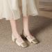 Genuine leather Mary Jane women's shoes 2024 summer new style small fragrance style color matching low heel single shoes female mage shallow mouth _desvips.com