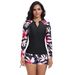 Separate Wetsuit Swimsuit For Women Long Sleeve Sports Print Swimsuit Surf Suit Set_desvips.com