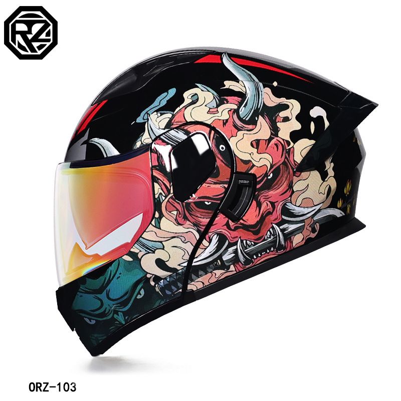 Flip Up Helmet, Motorcycle Helmet, Dual Lens, Men's And Women's All Season Motorcycle Touring And Cruise Helmet, Large Size._desvips.com