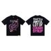 Graphic Letter Print Short Sleeve T Shirt Men Loose Crew Neck Casual Tee Hip Hop Streetwear Black Cotton Top Front Back Double Sided Printed T-shirt_desvips.com