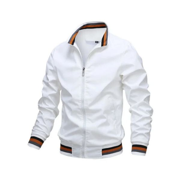Windbreaker White Casual Jacket Fashion Outdoor Waterproof Sports Coat Spring Summer Bomber Jacket Men Clothing_desvips.com