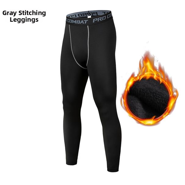 Men's Fleece Lined Athletic Leggings Quick Drying Stretchy Basketball Training Pants Warm Base Layer For Running Outdoor Sports_desvips.com