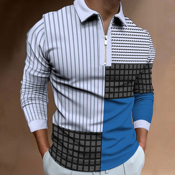 New Long Sleeved Multi-color Digital Printed Shirt For Men's Casual Polo_desvips.com