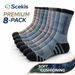8 Pairs Mens Crew Long Calf Cushioned Socks For Sports Running Workout Gym Work Athletic_desvips.com