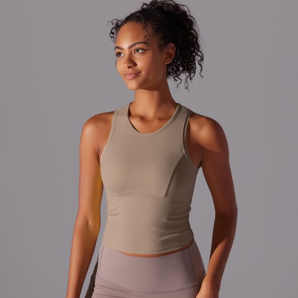 Tight Fitting Sports Bra Backless Design One Piece Cup Pad Yoga Wear Quick Drying Fitness Vest for Running Training_desvips.com