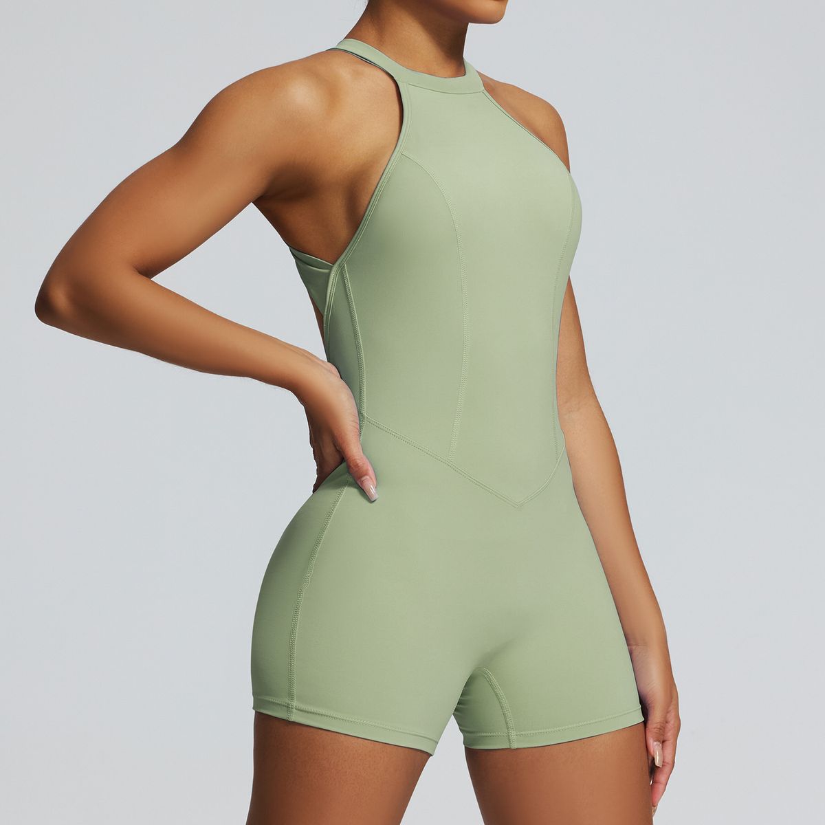 Quick Drying Peach Shaped Buttock Backless Bodysuit Tight Fitting Sports Yoga Suit for Outdoor Running Fitness_desvips.com