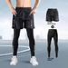 Men's Tight-fitting Running Pants, Shark-print Base Layer, Quick-drying, High-elasticity Compression Fitness Sports Set, Training Basketball_desvips.com