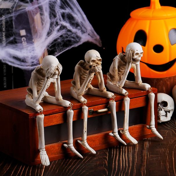 Halloween Skeleton Resin Ornaments Ghost Festival Atmosphere Do Not Listen, Watch, Do Not Talk About Skeleton Craft Decorations_desvips.com