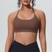 nokometa New Cross-border Solid Color Double-sided Nylon Tight Back Sports Underwear Running Fitness Yoga Clothes Suspenders Women_desvips.com