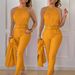 Women's Clothing Solid color cross strap top + pants two-piece set_desvips.com