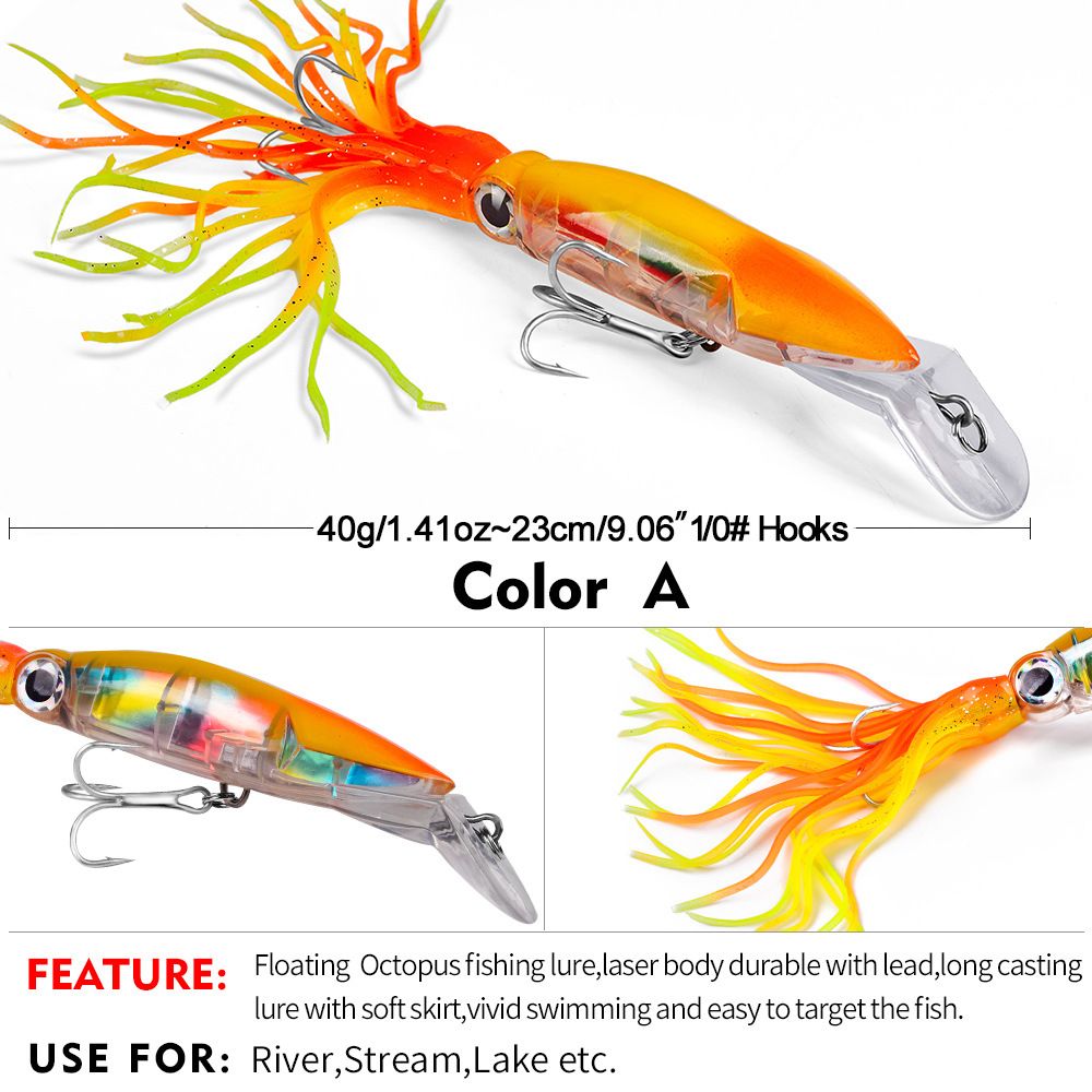 14cm 40g Plastic Squid Lure With Tentacles For Fishing, Artificial Fish Bait DW301_desvips.com