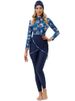 Muslim Swimsuit Long Sleeve Trousers Three Piece Conservative Sunscreen Burkini With Chest Pad_desvips.com