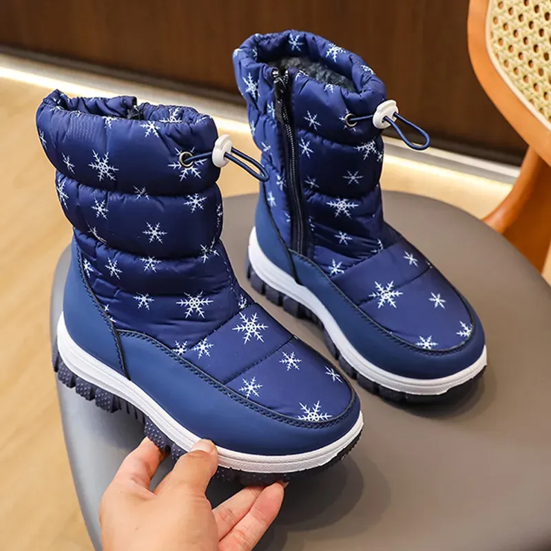 Kid Winter Warm Fur Snow Children Black Furry Girls Boys Non-slip Waterproof Cutefeet Kids Footwear Child Boots Toddler_desvips.com