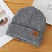 Children's Autumn Winter 2024 New Style Big Kids Color Block Patch Simple Versatile Round Neck Knitted Wool Hat_desvips.com