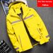 Men's Lightweight Work Jacket With Reflective Strips - Waterproof Windbreaker Hooded Coat For Outdoor & Casual Wear_desvips.com