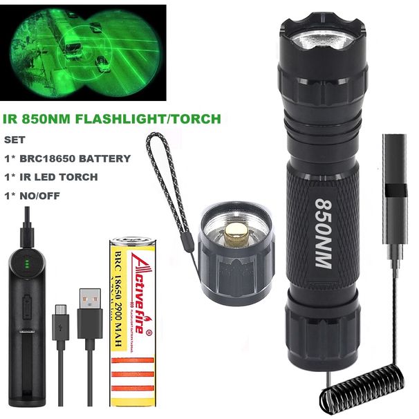 Infrared LED Hunting Flashlight Torch 850nm/940nm Night Vision Light With Scope Mount And Remote Switch For Outdoor Activities_desvips.com