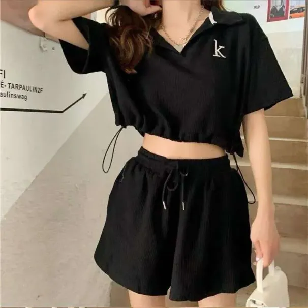 Fashion Casual Sports Shorts For Women Summer Internet Celebrity Street Style Loose Slimming Two-Piece Set_desvips.com
