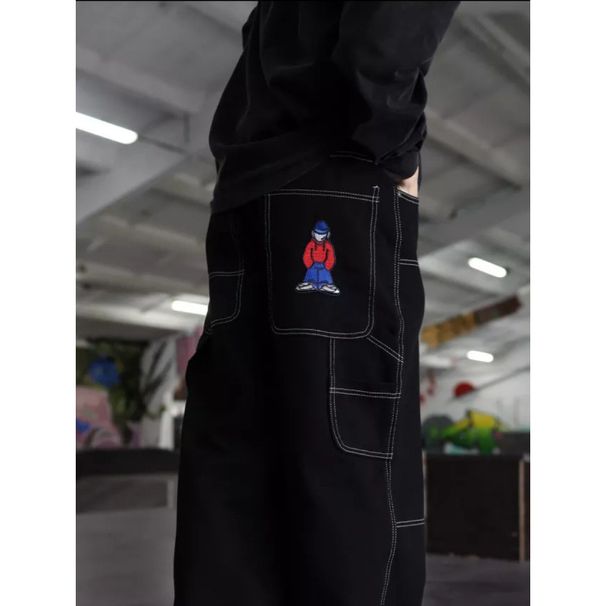 Cross-border E-commerce High Fashion Brand Street Trend Y2K Hip-hop Skateboard Loose Embroidered Casual Jeans_desvips.com