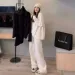 De Rong Winter Casual Fashion Women's Outfit Lazy Style Hooded Sweater Loose Wide-Leg Pants Two-Piece Set Trendy_desvips.com