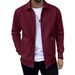 Men's Slim-fit Cardigan Solid-color Lapel Waffle Texture Zipper Pocket Casual Spring/Autumn 2025 Fashion_desvips.com