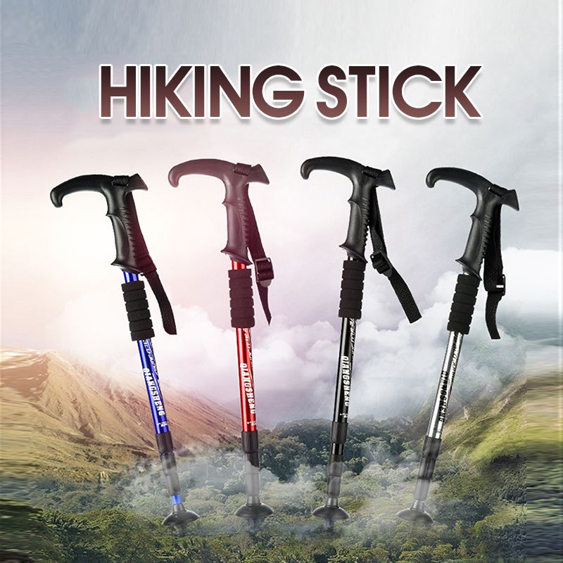 Trekking Pole Cane Telescopic Stick Carbon Fiber Anti-Shock Straight Handle Walking Mountaineering Crutches Telescopic Hiking Trekking Poles_desvips.com