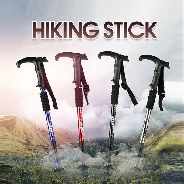 Trekking Pole Cane Telescopic Stick Carbon Fiber Anti-Shock Straight Handle Walking Mountaineering Crutches Telescopic Hiking Trekking Poles_desvips.com