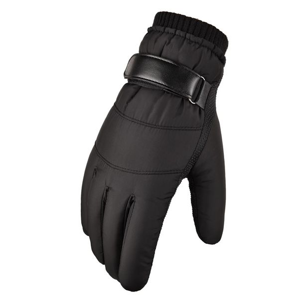 Down Cotton Warm Gloves Men's Autumn And Winter Plus Velvet Thickened Motorcycle Outdoor Riding Ski Tram Cold Gloves_desvips.com