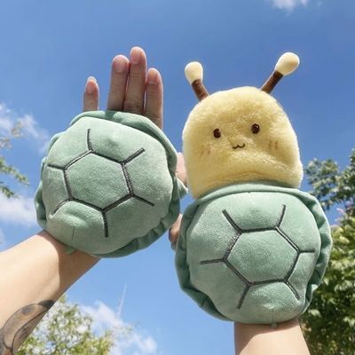 Best Friend Warm Cute Female Student Writing Riding Windproof Creative Turtle And Bee Fingerless Gloves_desvips.com
