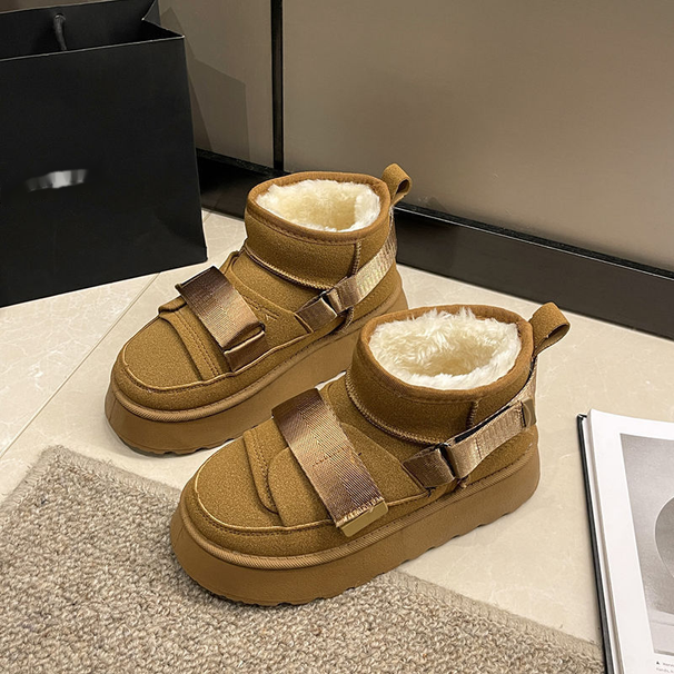 Leather Fur Integrated Snow 2025 Winter New Style With Plush Warm Bread And Cotton Shoes For Women Wearing Thick Soled_desvips.com