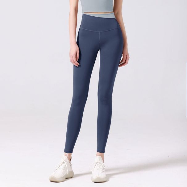 Contrasting High-waisted Gym Pants, Women's Nudity, No Trace, Buttocks, Slimming Running Fitness Leggings_desvips.com